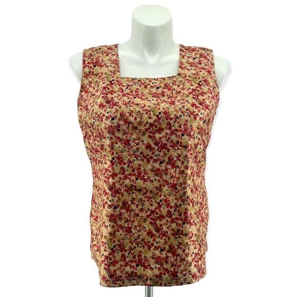 Sag Harbor Women’s Red Ditzy Floral Square Neck Sleeveless Boxy Top Size 16 - Picture 1 of 14